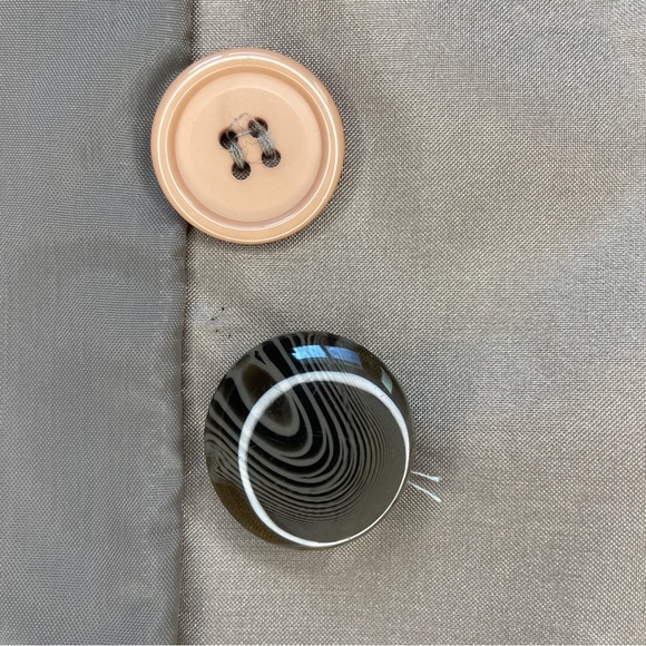 Vintage 80s Windsor Bay Belted Balloon Sleeve Trench Coat - Iridescent Champagne - Picture 11 of 16